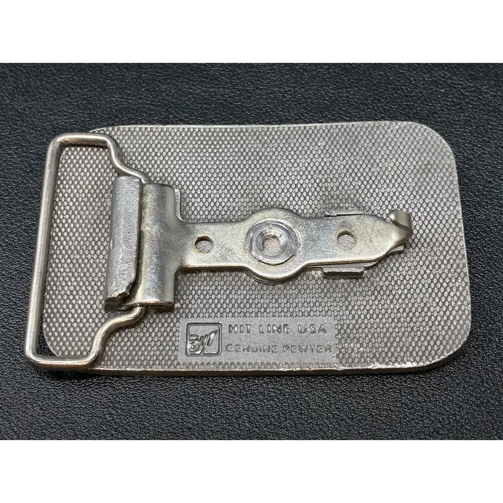 Vintage Invoil Inc Oil Industry Belt Buckle MIT Line USA Genuine Pewter